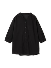 【WEB限定】バンドカラー楊柳7分袖シャツ≪洗濯機で洗える≫