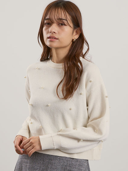 パールドットニットプルオーバー≪手洗い可能≫