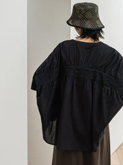 キャンブリックバックギャザー刺繍ブラウス≪手洗い可能≫