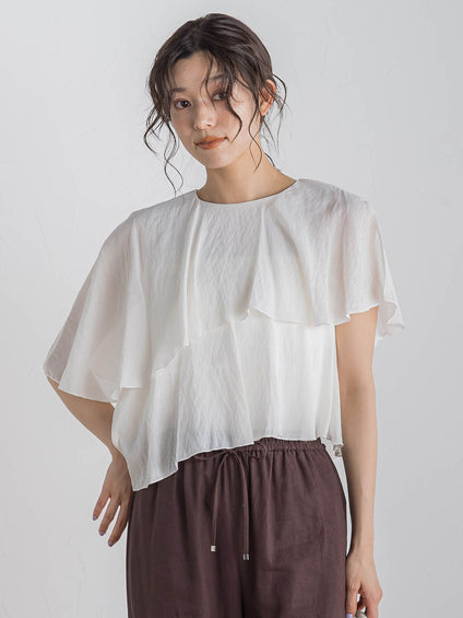 【WEB限定】気流染めティアードブラウス≪手洗い可能≫