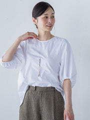 【WEB限定】きれいめハーフスリーブカットソー ≪接触冷感/洗濯機OK≫