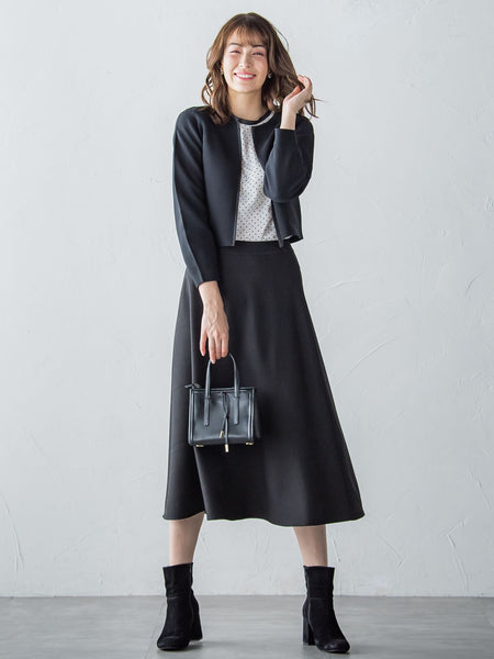 【S/M/L展開】冬仕様 美シルエットロングフレアスカート ≪洗濯機で洗える≫