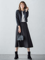 【S/M/L展開】冬仕様 美シルエットロングフレアスカート ≪洗濯機で洗える≫
