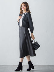 【S/M/L展開】冬仕様 美シルエットロングフレアスカート ≪洗濯機で洗える≫