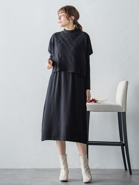 ケーブルTOPS&ニットワンピースSET ≪手洗い可能≫