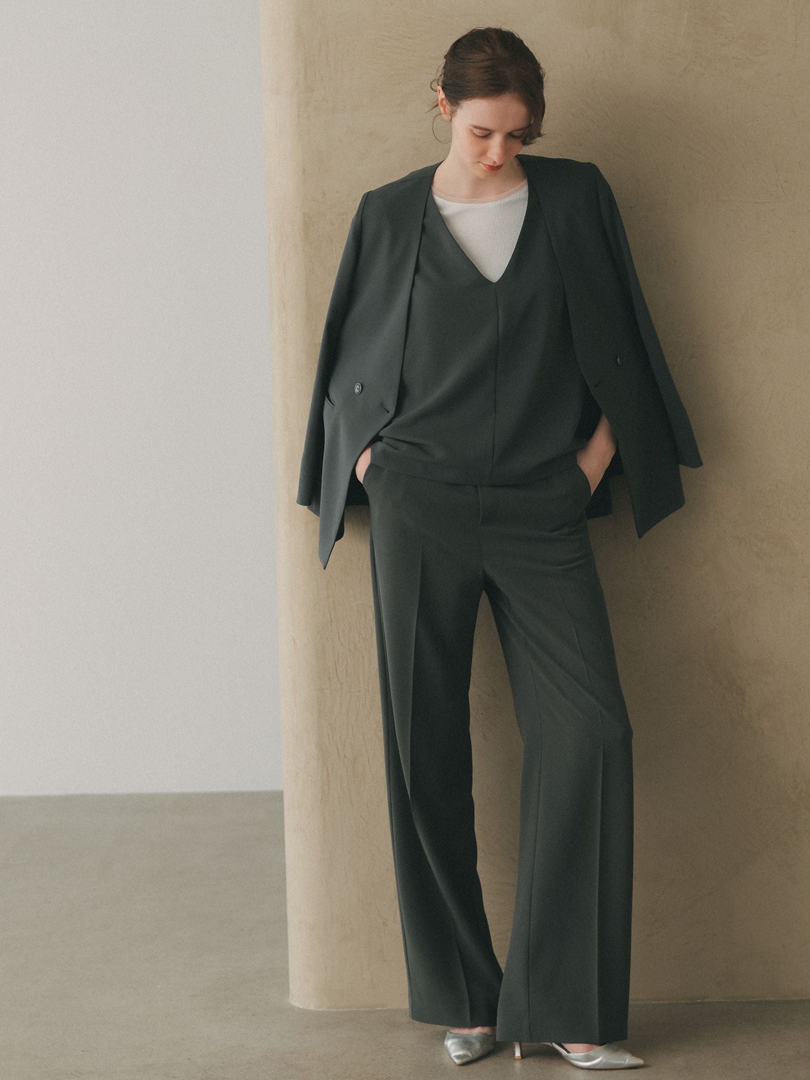 【カタログ掲載】ハイストレッチカルゼワイドパンツ