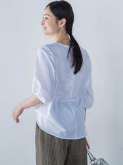 【WEB限定】きれいめハーフスリーブカットソー ≪接触冷感/洗濯機OK≫