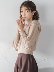 モッチリしっとりシアバター加工 ドットジャガードニット ≪手洗い可能≫