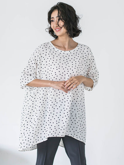 【biyori】”着心地さらっと”半袖万能フレアチュニック≪洗濯機で洗える≫