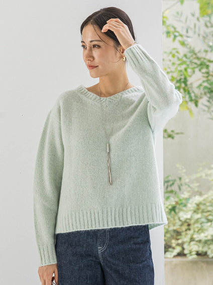 スパンコールラメVネックニット≪洗える≫