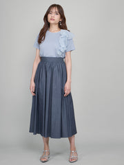 アシメショルダーフリルTシャツ≪手洗い可能≫
