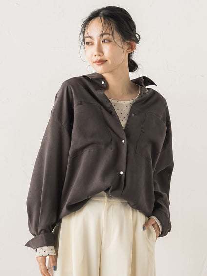 フェイクスエードシャツ≪洗濯機で洗える≫