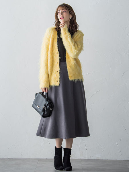 【S/M/L展開】冬仕様 美シルエットロングフレアスカート ≪洗濯機で洗える≫
