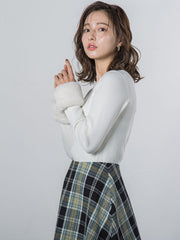 袖ファー付きリブニット≪手洗い可能≫