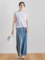 バイオシルクパウダー加工ワイドパンツ≪洗濯機で洗える≫