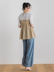 バイオシルクパウダー加工ワイドパンツ≪洗濯機で洗える≫