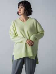 【洗えるニット】ウールカシミヤVネックニットプルオーバー