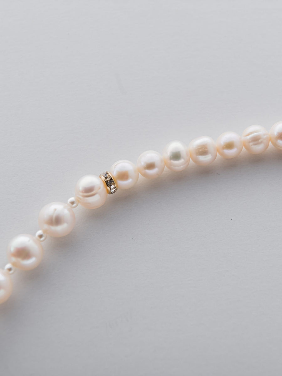 B744【美品】淡水パールネックレス ホワイト レクタングル パール 淡水真珠 ネックレス