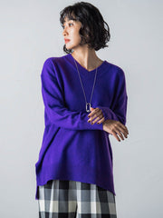 【洗えるニット】ウールカシミヤVネックニットプルオーバー