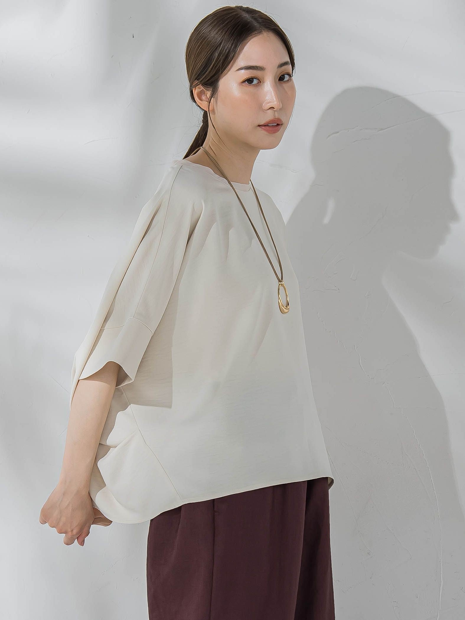 ハイストレッチカットソーブラウス≪洗濯機で洗える≫