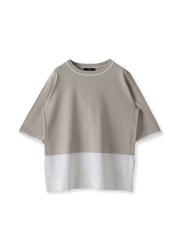 【大きいサイズ】Tシャツ風ニットプルオーバー≪手洗い可能≫