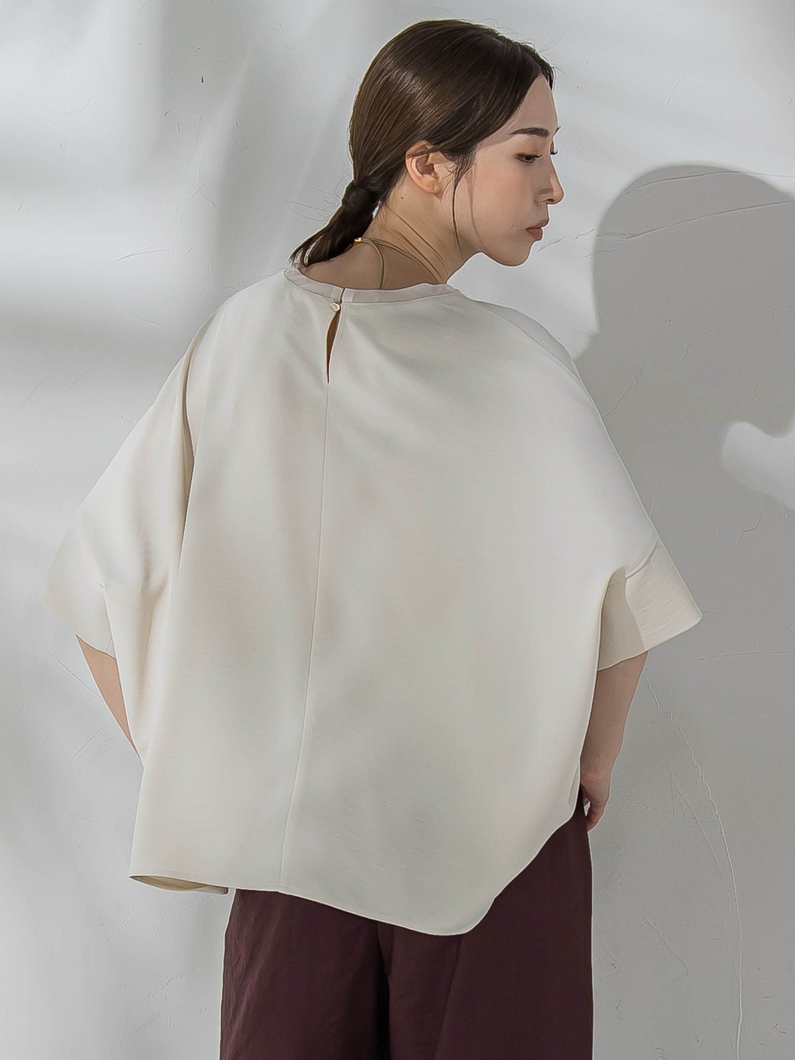 ハイストレッチカットソーブラウス≪洗濯機で洗える≫