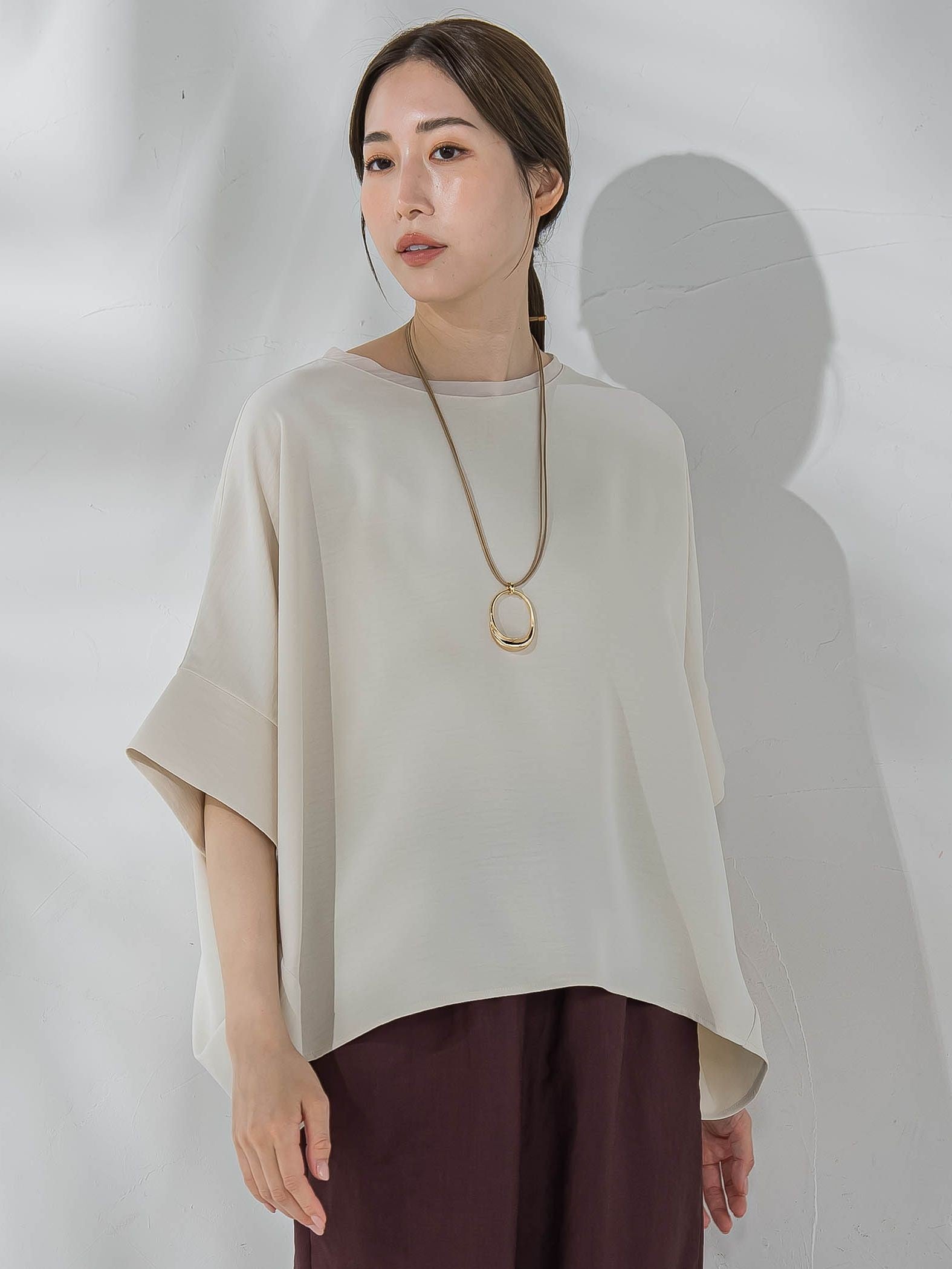 ハイストレッチカットソーブラウス≪洗濯機で洗える≫