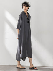 【WEB限定】スキッパーチュニックワンピース≪洗濯機で洗える≫