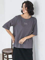 【大きいサイズ】【biyori】刺繍ロゴTシャツ≪洗濯機で洗える≫