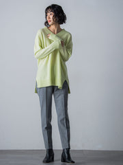 【洗えるニット】ウールカシミヤVネックニットプルオーバー