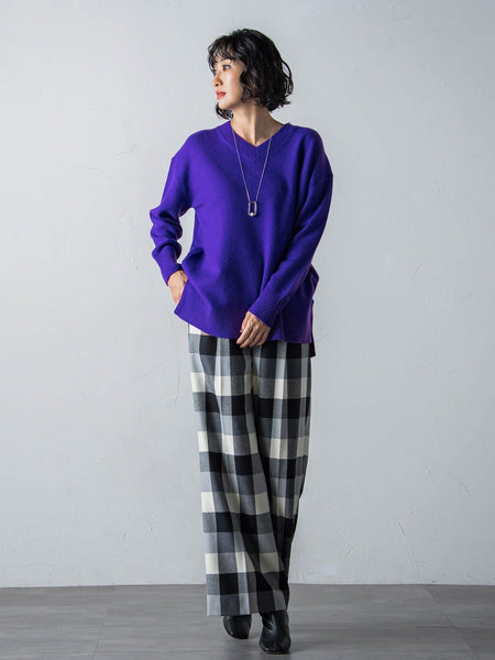 【洗えるニット】ウールカシミヤVネックニットプルオーバー