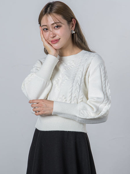 ハート柄編みニット≪手洗い可能≫