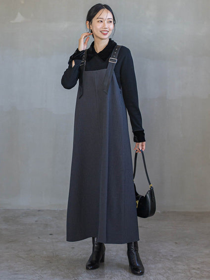 ミックスツイード×レザーライクジャンスカ≪洗濯機で洗える≫