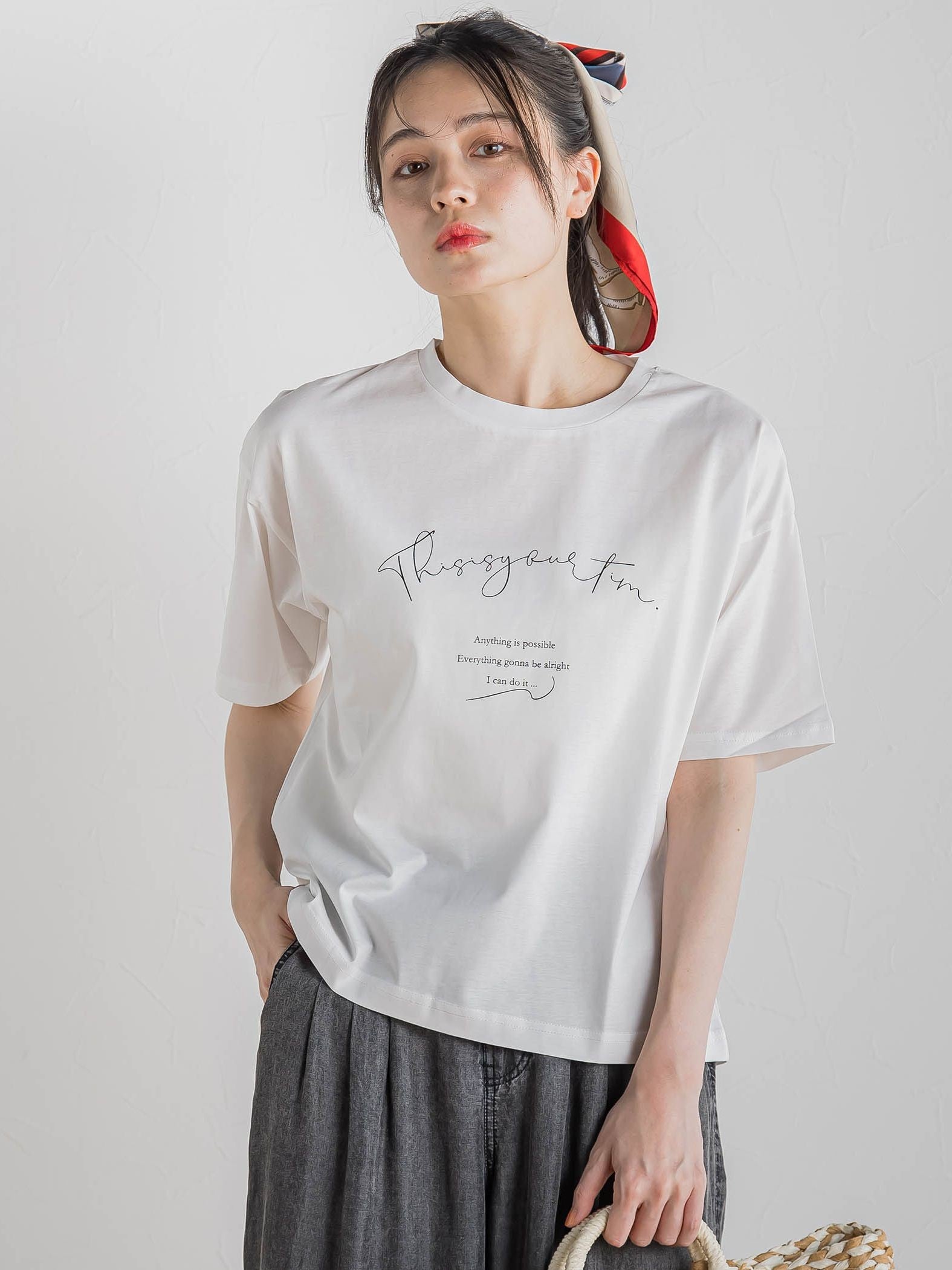 【WEB限定】ドライタッチコットンミックスロゴT≪洗濯機で洗える≫