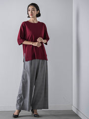 Tシャツ風ニットプルオーバー≪手洗い可能≫