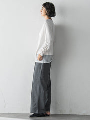 【WEB限定】”もっちり素材”ダンボールワイドパンツ≪手洗い可能≫