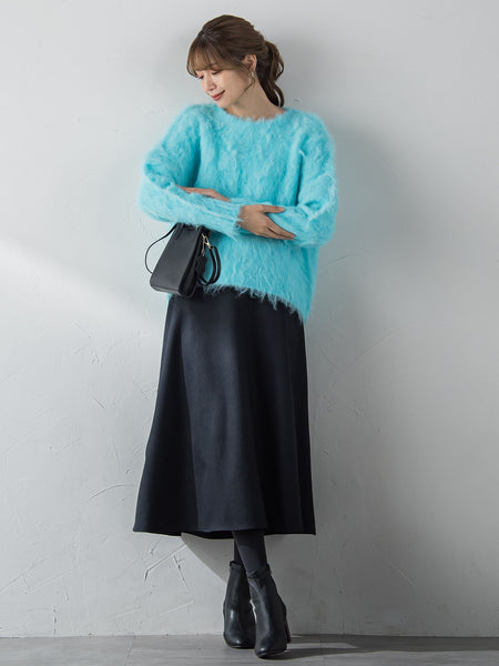 【S/M/L展開】冬仕様 美シルエットロングフレアスカート ≪洗濯機で洗える≫