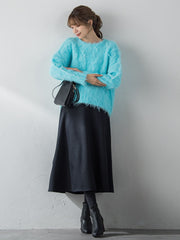 【S/M/L展開】冬仕様 美シルエットロングフレアスカート ≪洗濯機で洗える≫