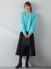【S/M/L展開】冬仕様 美シルエットロングフレアスカート ≪洗濯機で洗える≫