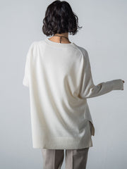 【洗えるニット】ウールカシミヤVネックニットプルオーバー