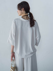 【一部店舗限定販売】キレイ×リラックス スキッパーブラウス≪洗濯機で洗える≫