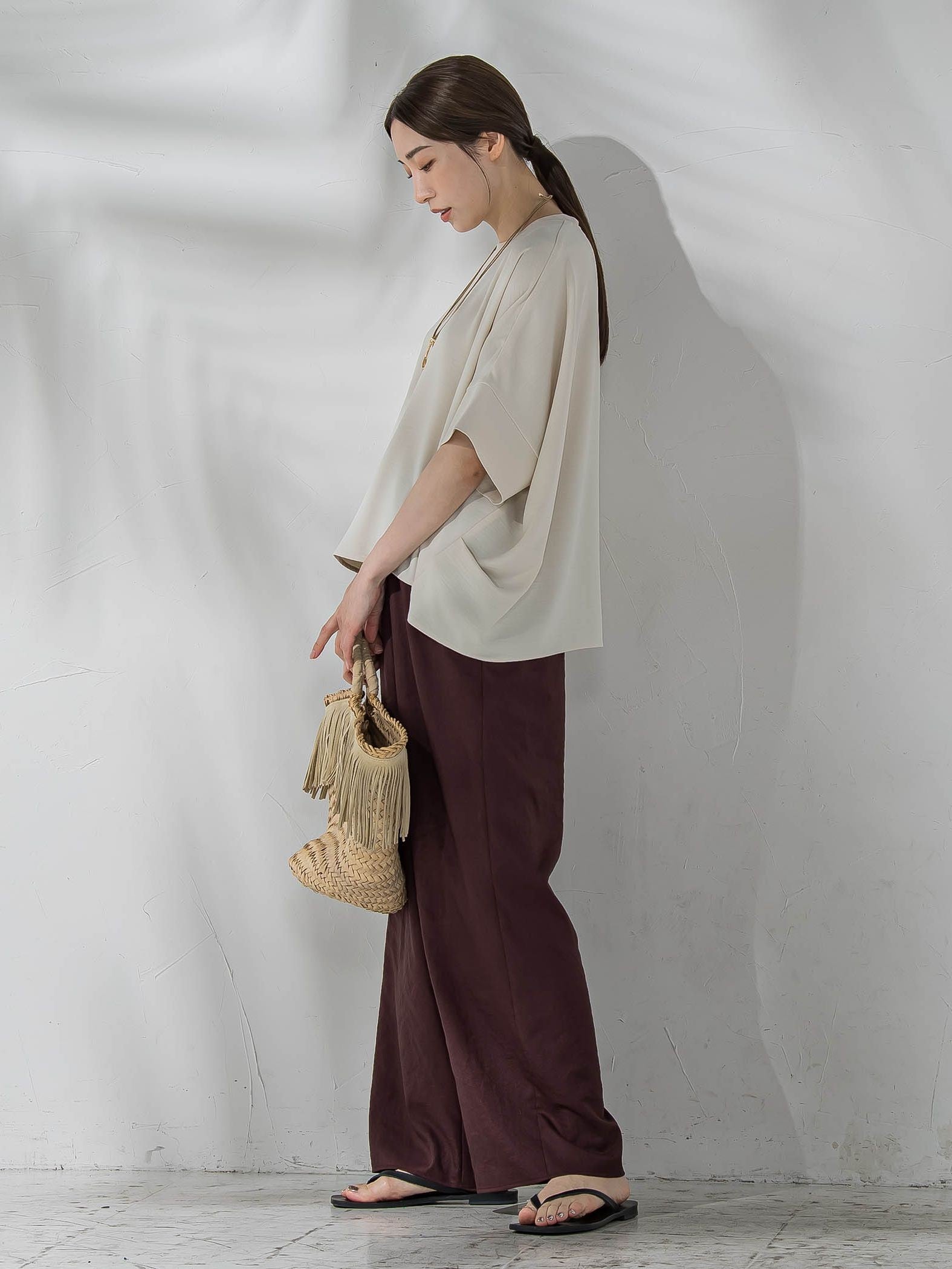 ハイストレッチカットソーブラウス≪洗濯機で洗える≫