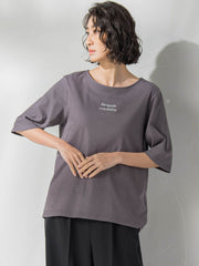 【大きいサイズ】【biyori】刺繍ロゴTシャツ≪洗濯機で洗える≫
