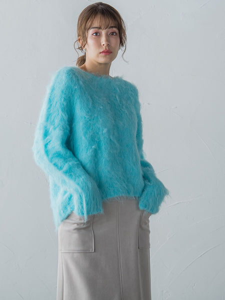FLUFFYふわふわシャギーボートネックプルオーバー ≪手洗い可能≫
