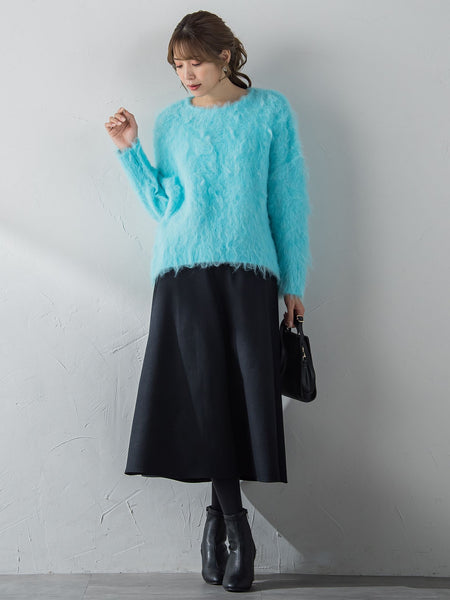 FLUFFYふわふわシャギーボートネックプルオーバー ≪手洗い可能≫