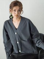 Vネックカーディガン≪手洗い可能≫