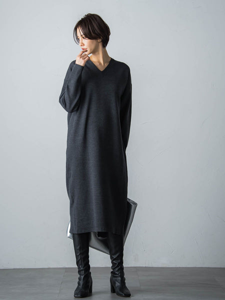 【WEB限定】LANABLENDニットワンピース≪洗えるニット/Lサイズあり≫