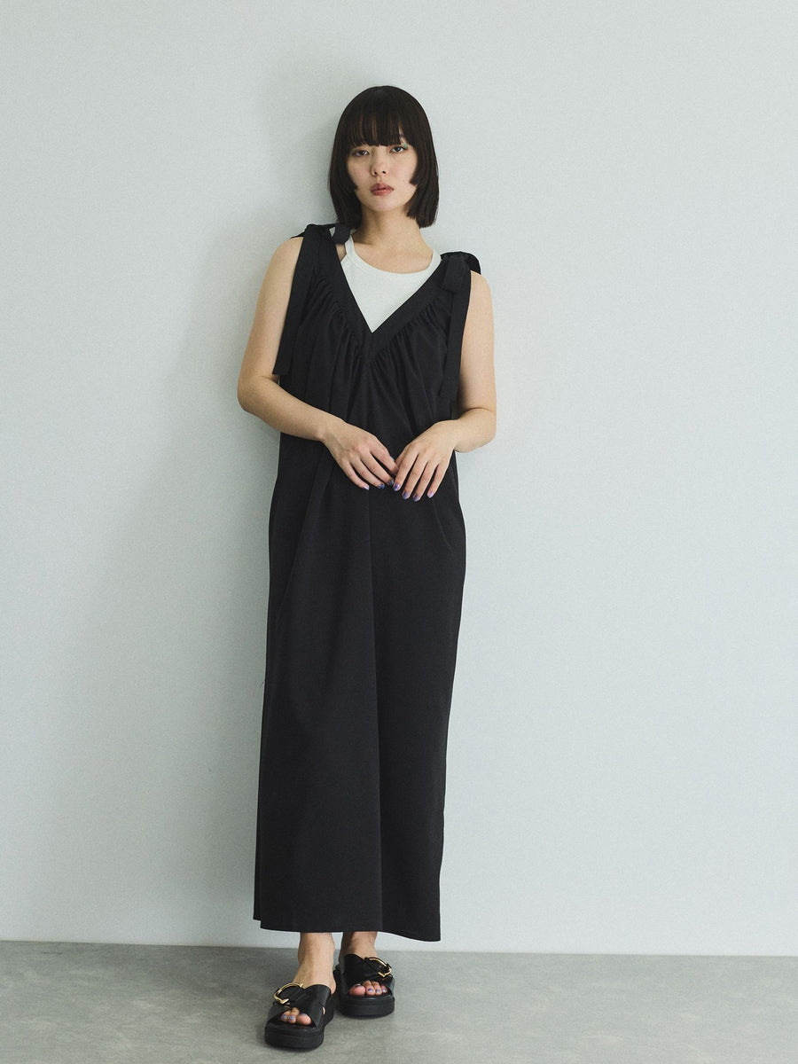 極美品☆シップス 洗える リボンギャザーワンピース フレンチスリーブ ゆったり 極美品☆シップス 洗える リボンギャザーワンピース フレンチ