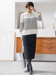 【WEB限定】【洗えるニット】クルーネックベーシックニット≪Lサイズあり≫