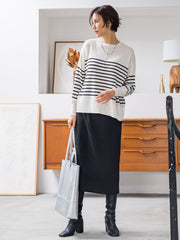 【WEB限定】【洗えるニット】クルーネックベーシックニット≪Lサイズあり≫
